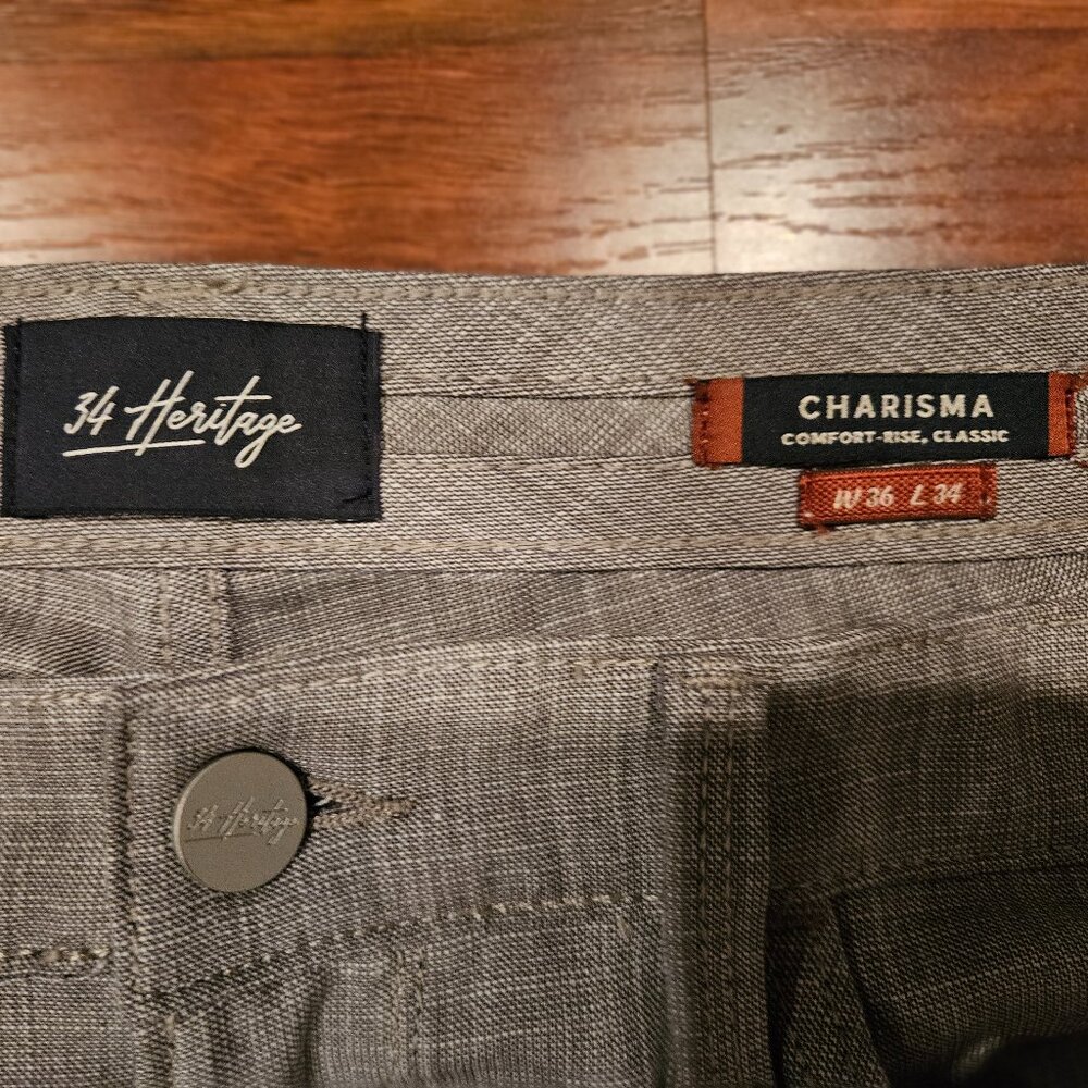 34 Heritage Charisma Comfort Rise Classic Pants Men's W36 L34 Gray Crosshatch